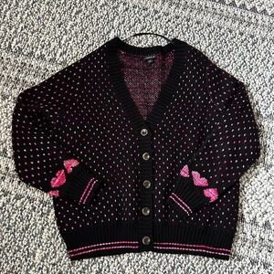 Button up cardigan sweater with heart detail